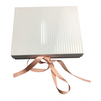 White Magnetic Gift Box With Ribbon Closure